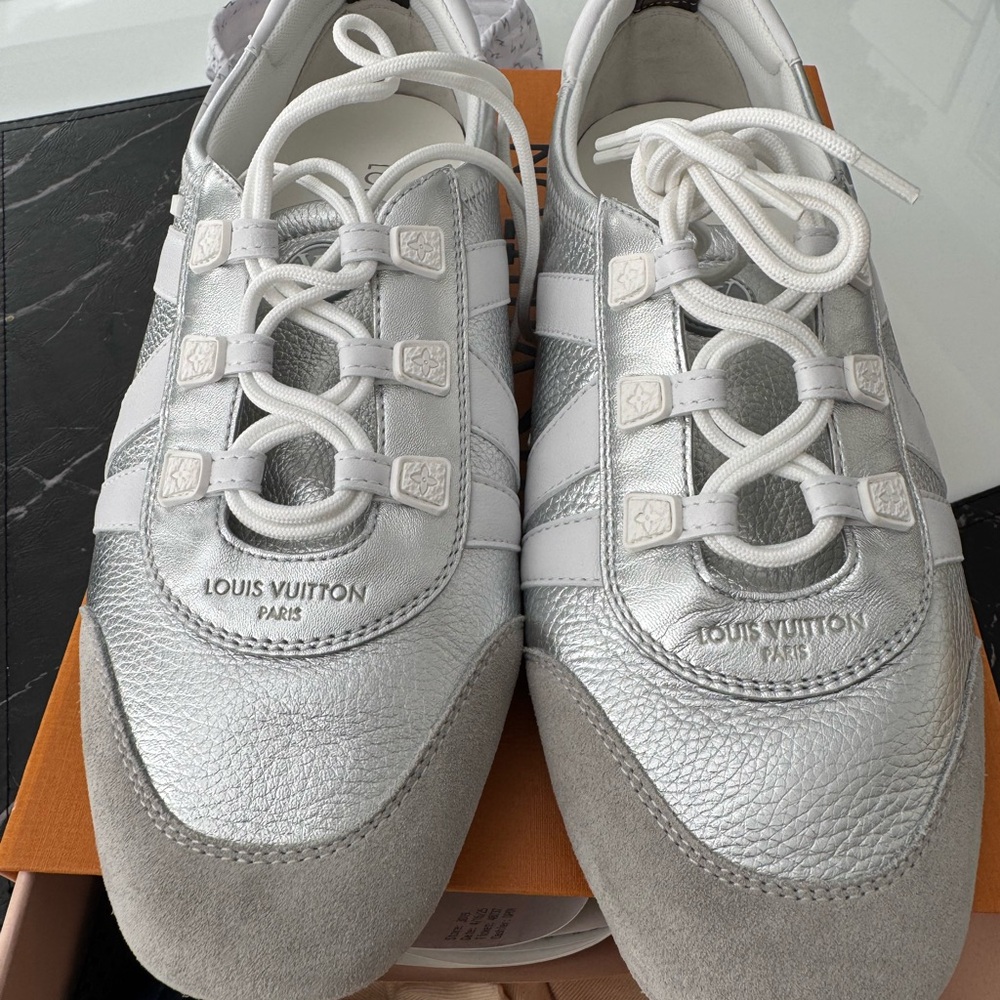 Louis Vuitton Silver and White Sneakers - Picture 7 of 10
